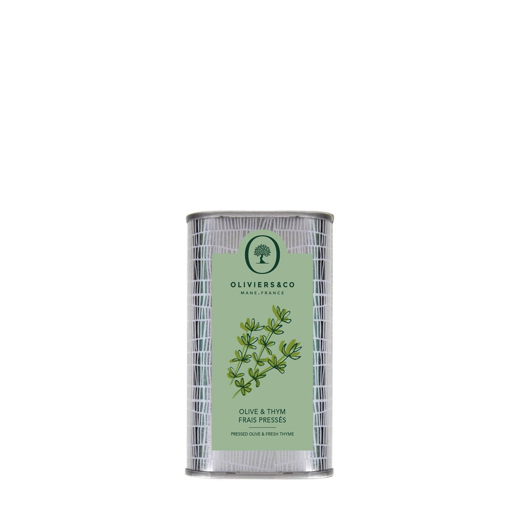 Freshly squeezed olives and thyme