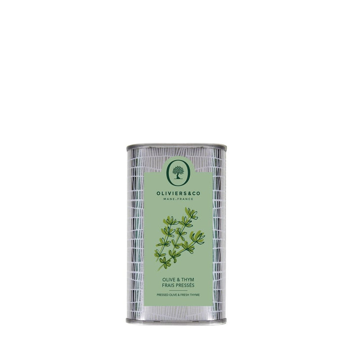 Freshly squeezed olives and thyme