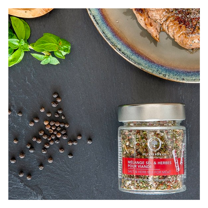 a mixture of salt and herbs for meat
