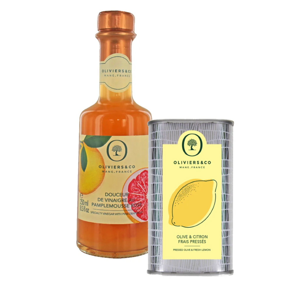 Produkt | Malá sada citronového oleje a octa z růžového grapefruitu | Oliviersandco