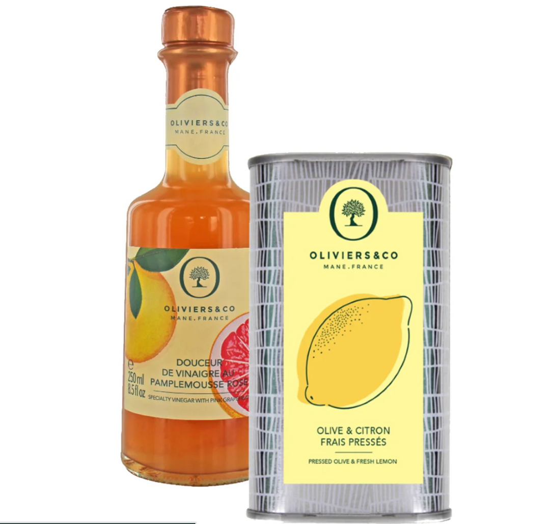 Produkt | Velká sada citronového oleje a octa z růžového grapefruitu | Oliviersandco