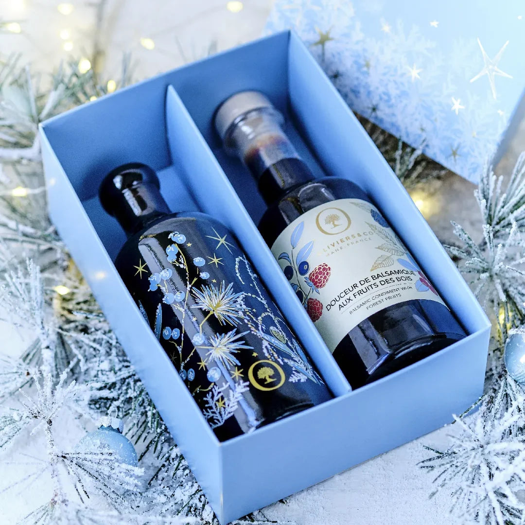 Produkt | Vánoční dárek – Vánoční olej roku 250 ml  a ocet z lesního ovoce 250 ml | oliviers&Co 
