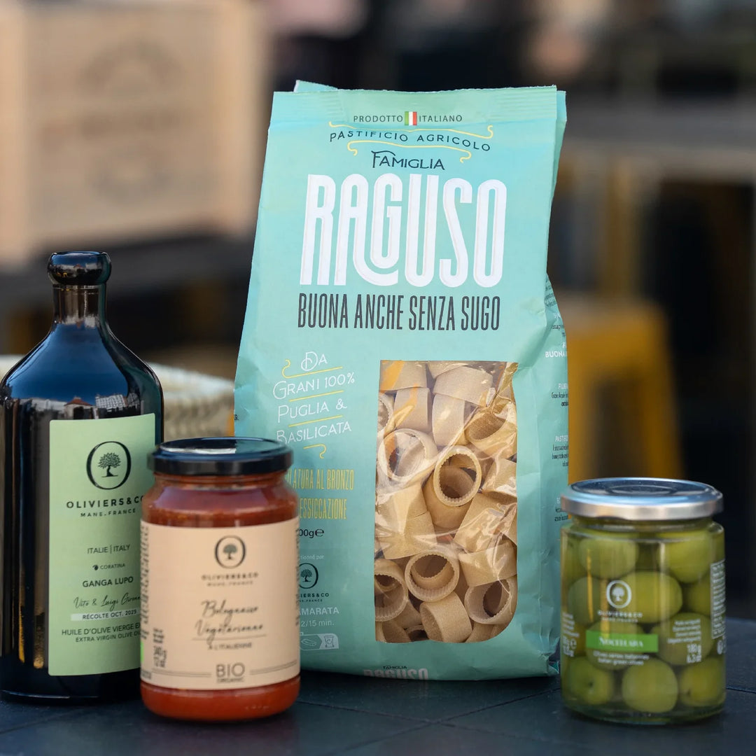 Produkt | calamarata Raguso těstoviny a olivy Nocellara | Oliviers&co