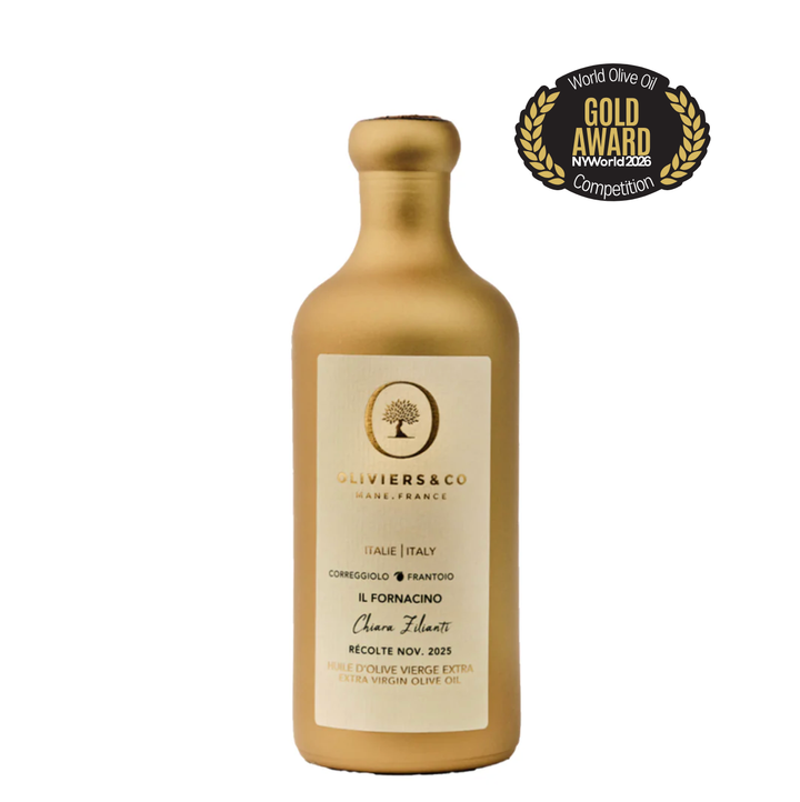 Produkt | Luxusní zlaté lahve extra panenského olivového oleje Oliviers & Co oceněného Gold Award NY World 2026, Grand Cru | Oliviers&Co
