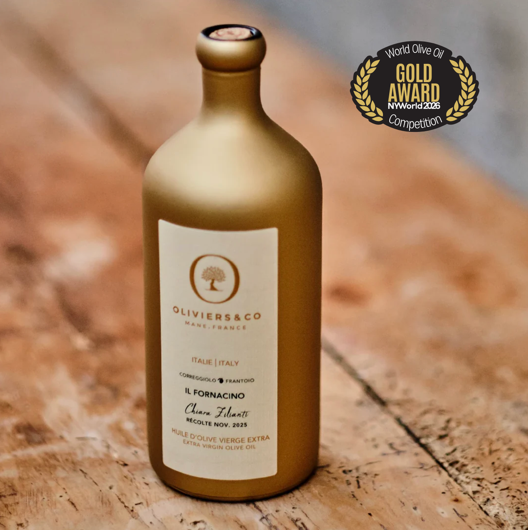 Produkt | Luxusní zlaté lahve extra panenského olivového oleje Oliviers & Co oceněného Gold Award NY World 2026, Grand Cru | Oliviers&Co