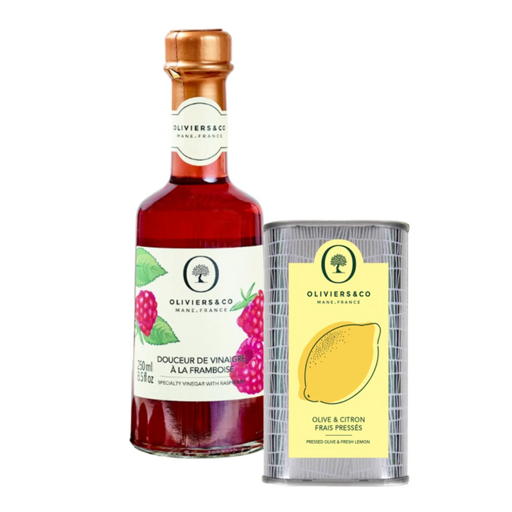 Produkt | malá sada citronový olivový olej a malinový ocet | Oliviers&Co
