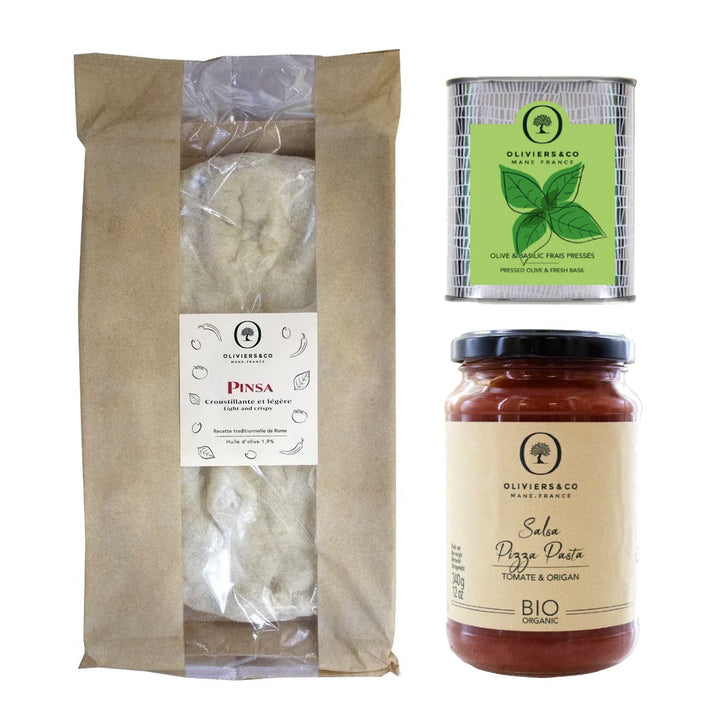 Produkt | pinsa, olivový olej s bazalkou, rajčatová omáčka | Oliviers&Co 