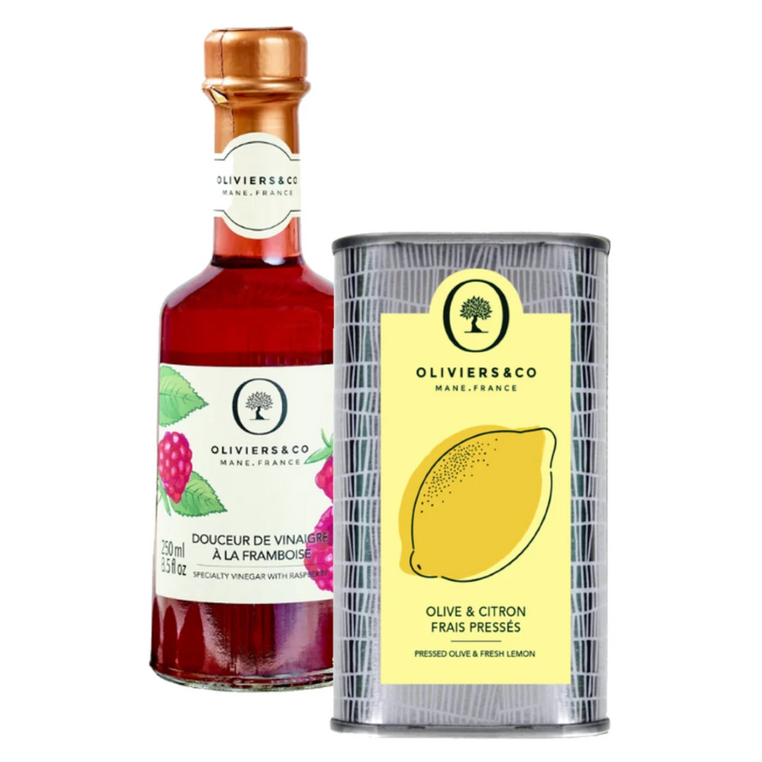 Produkt | Velka sada citronový olivový olej a malinový ocet | Oliviers&Co
